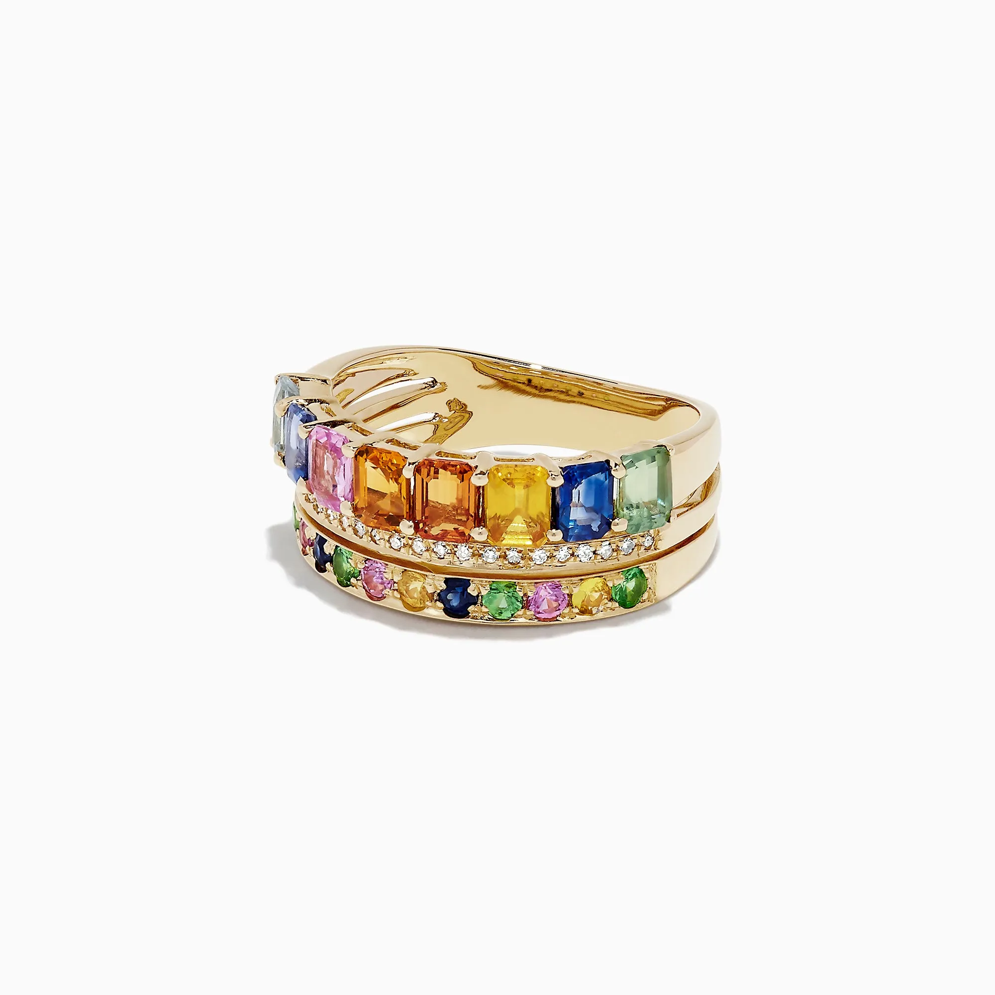 Watercolors 14K Yellow Gold Multi Sapphire and Diamond Ring, 2.76 TCW sold by Effy product image thumbnail 2