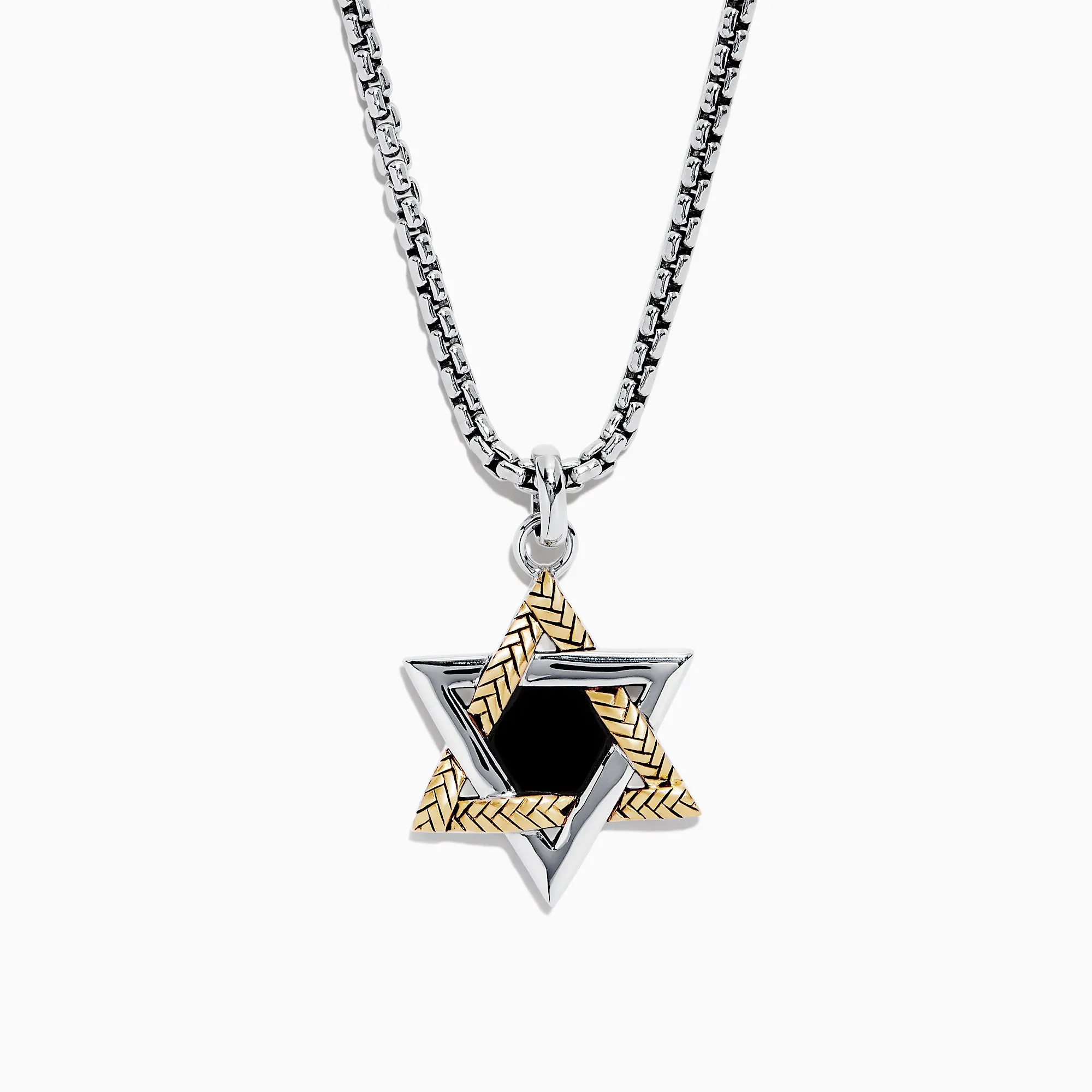Men's Sterling Silver Onyx Star of David Pendant, 0.60 TW sold by Effy