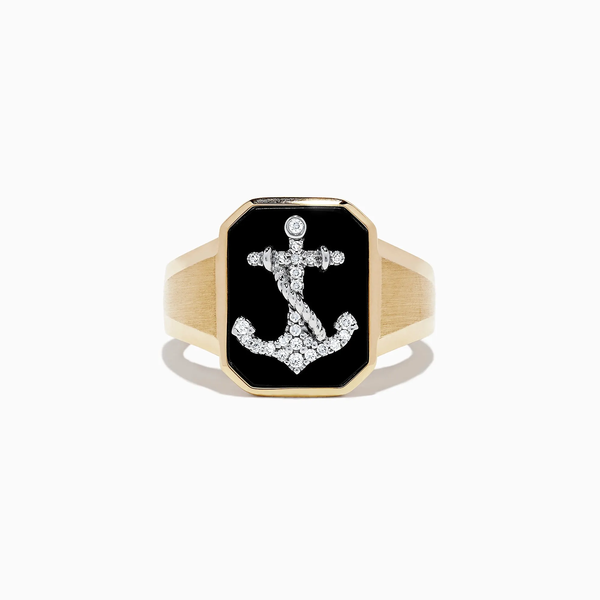 Men's 14K Two Tone Gold Agate and Diamond Anchor Ring, 1.66 TCW sold by Effy