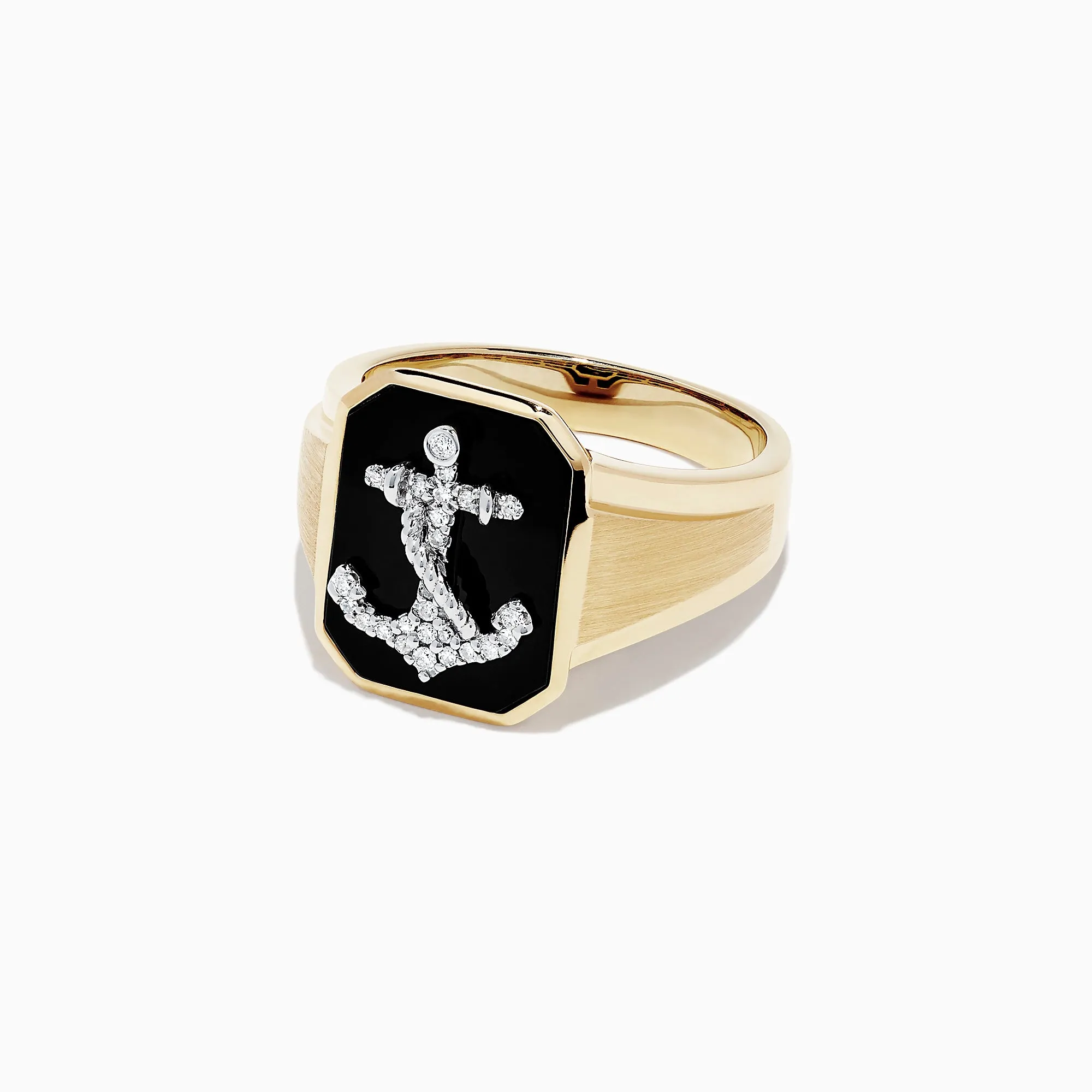 Men's 14K Two Tone Gold Agate and Diamond Anchor Ring, 1.66 TCW sold by Effy product image thumbnail 2