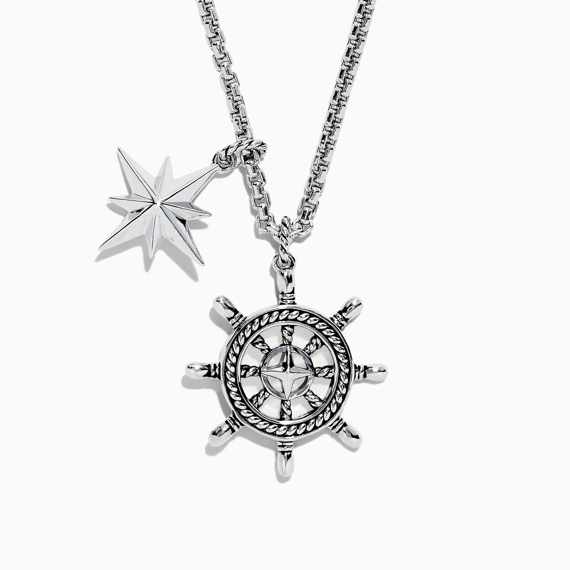 Men's Sterling Silver Ship's Wheel and Star Pendant sold by Effy
