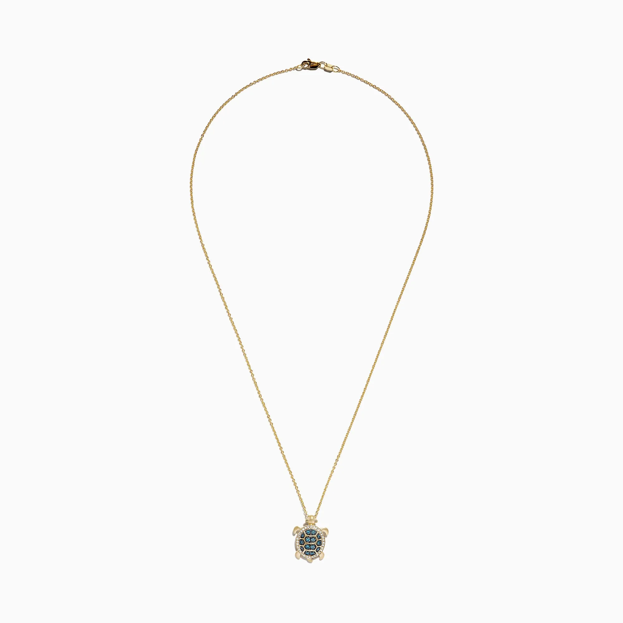 14K Yellow Gold Blue and White Diamond Sea Turtle Pendant, 0.41 TCW sold by Effy product image thumbnail 2
