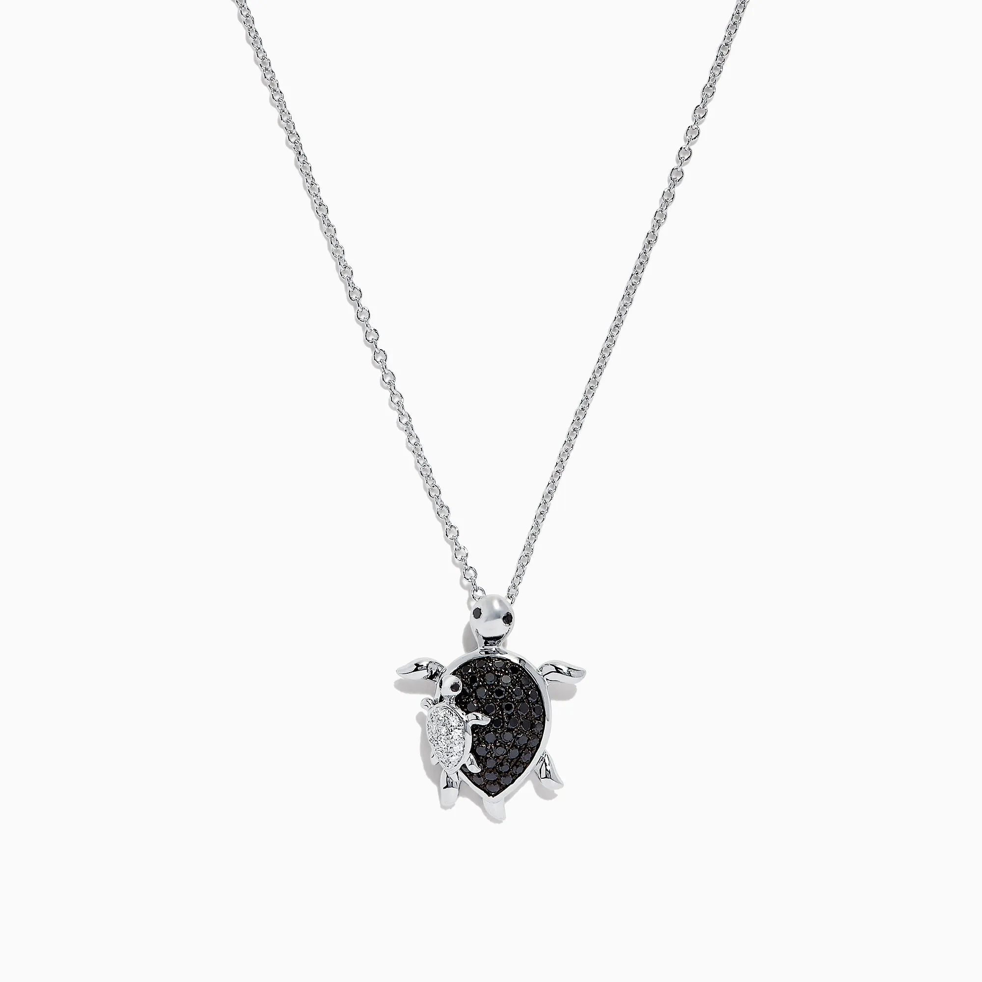 Safari Sterling Silver Black and White Diamond Turtle Pendant, 0.32 TCW sold by Effy