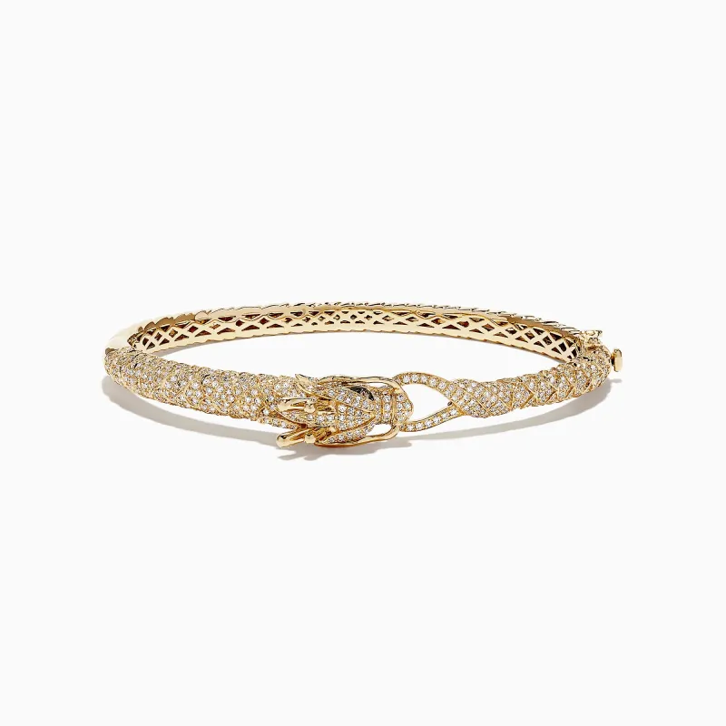 Safari 14K Yellow Gold Diamond Dragon Bangle, 1.83 TCW made by Effy