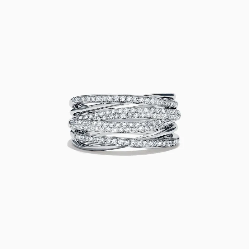 Pave Classica 14K White Gold Diamond Crossover Ring, 0.54 TCW sold by Effy