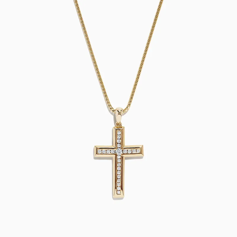 D'Oro 14K Yellow Gold Diamond Cross Pendant, 0.25 TCW sold by Effy