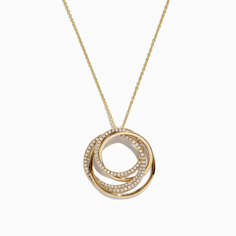 D'Oro 14K Yellow Gold Diamond Crossover Circles Pendant, 0.41 TCW sold by Effy