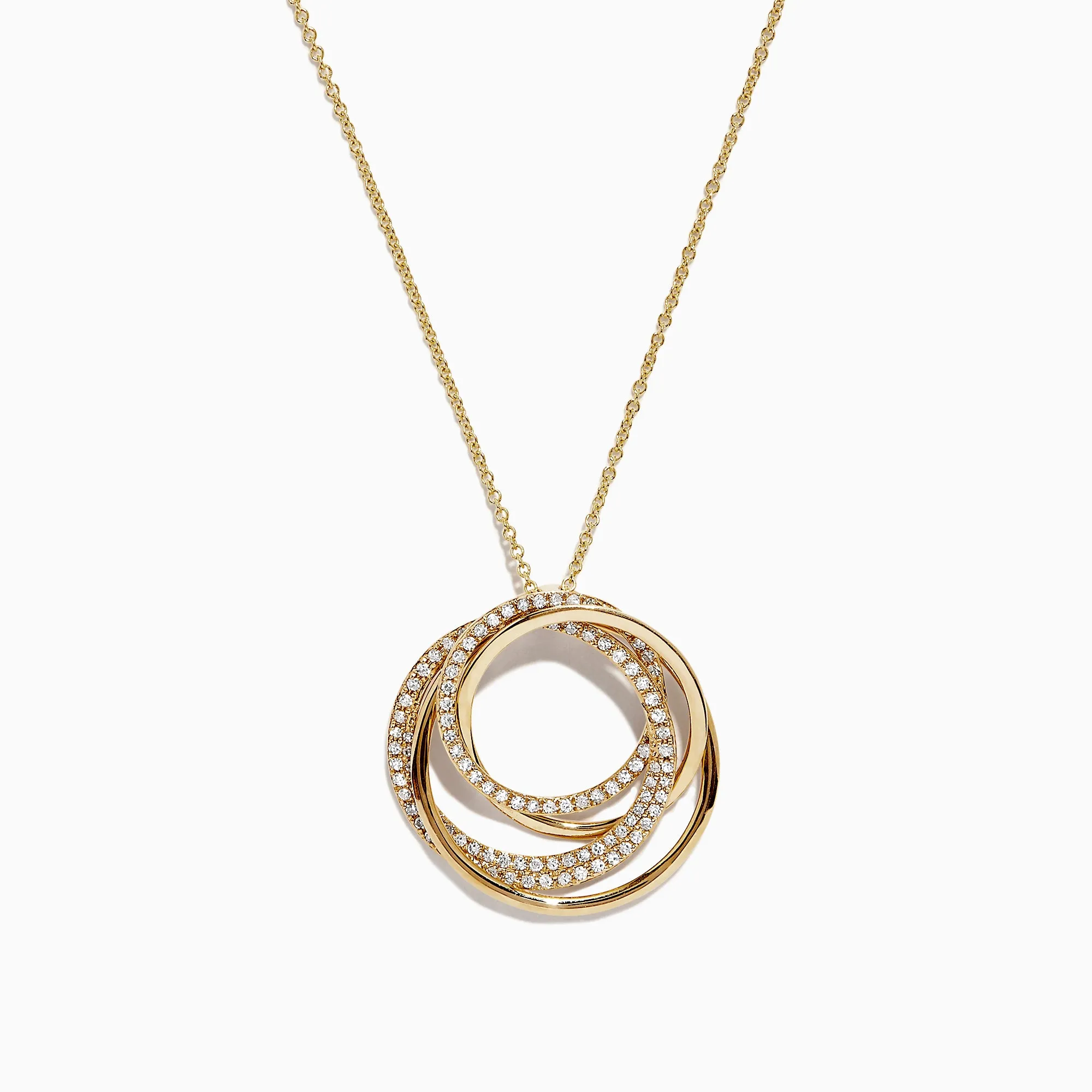 D'Oro 14K Yellow Gold Diamond Crossover Circles Pendant, 0.41 TCW sold by Effy