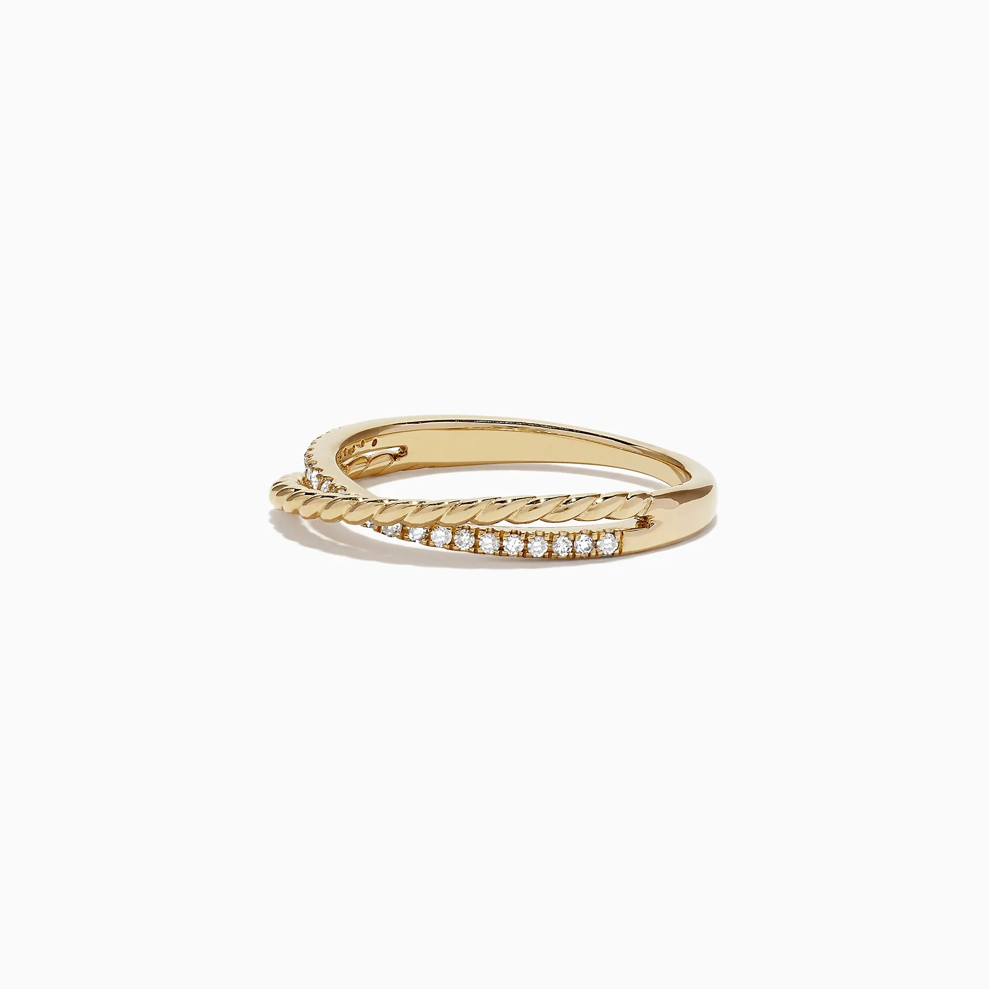 D'Oro 14K Yellow Gold Cross Over Diamond Band, 0.11 TCW sold by Effy product image thumbnail 2