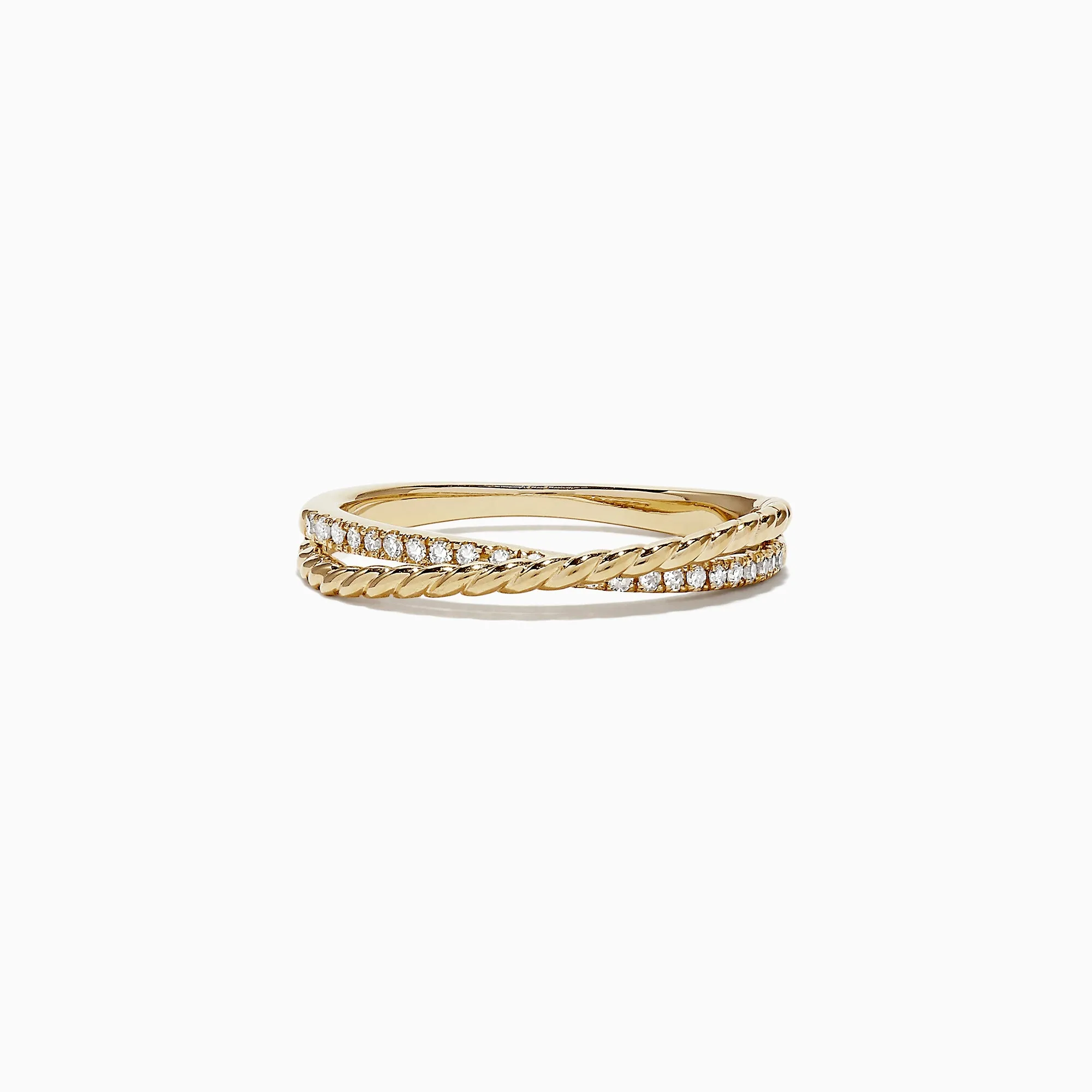 D'Oro 14K Yellow Gold Cross Over Diamond Band, 0.11 TCW sold by Effy