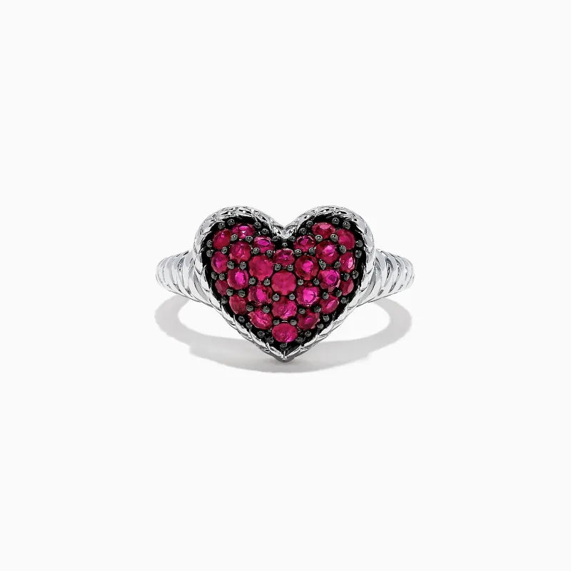 925 Sterling Silver Ruby Heart Ring, 1.02 TCW sold by Effy