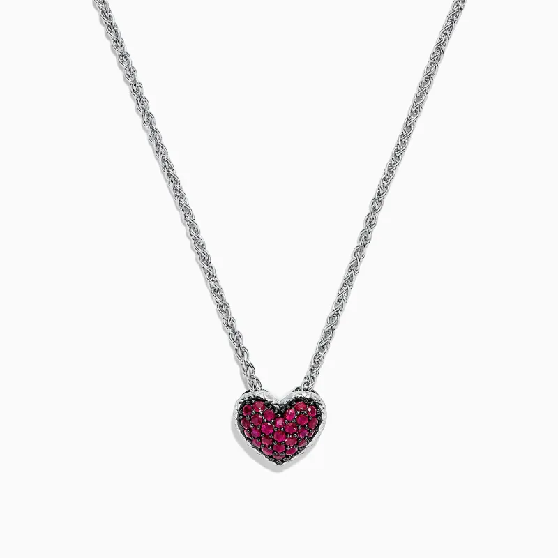 925 Sterling Silver Ruby Heart Pendant, 0.65 TCW sold by Effy