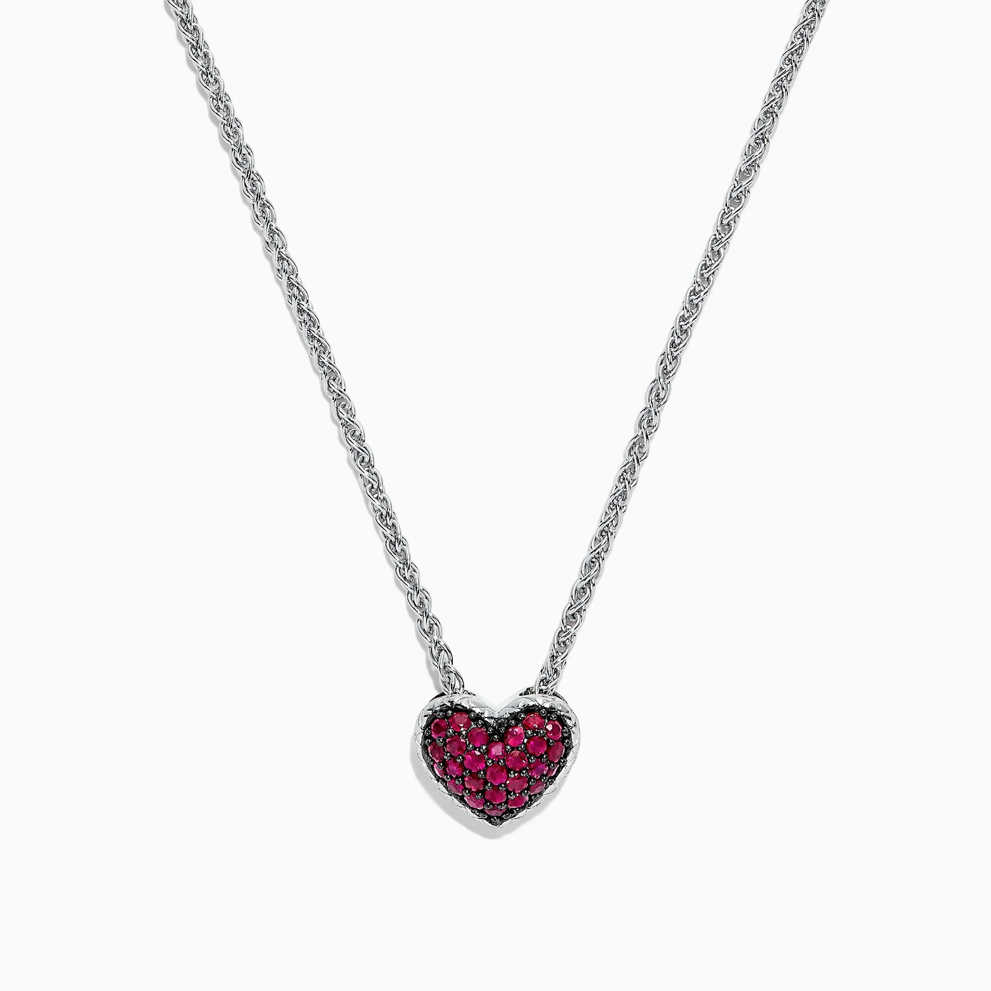 925 Sterling Silver Ruby Heart Pendant, 0.65 TCW sold by Effy