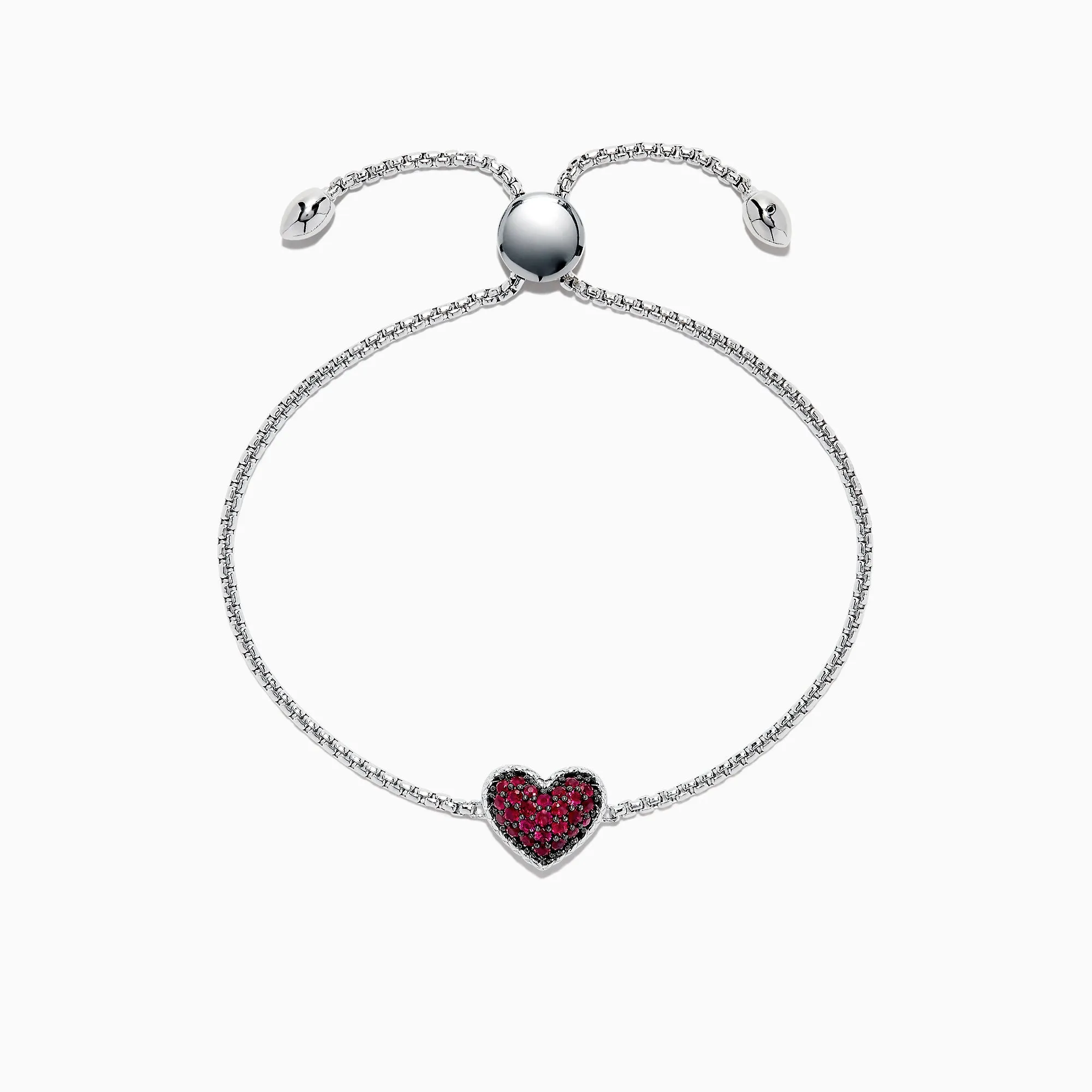 925 Sterling Silver Ruby Heart Bracelet, 0.62 TCW sold by Effy