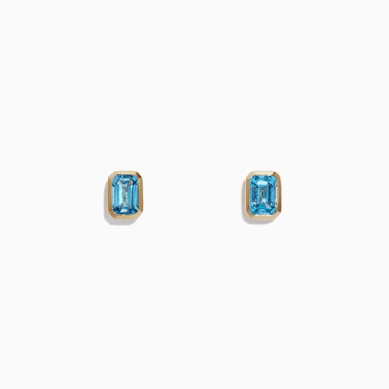 Ocean Bleu 14K Yellow Gold Blue Topaz Stud Earrings, 1.37 TCW sold by Effy