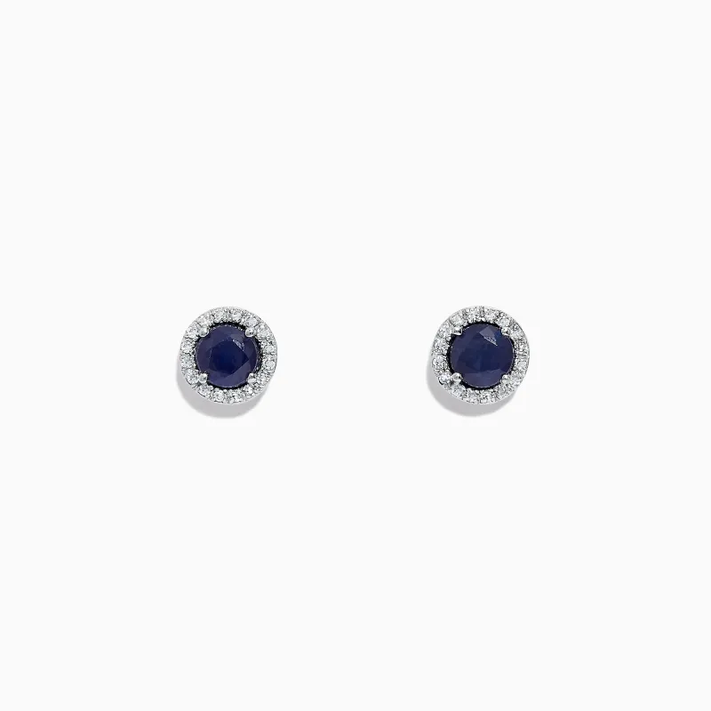 Royale Bleu 14K White Gold Sapphire & Diamond Stud Earrings, 1.27 TCW sold by Effy