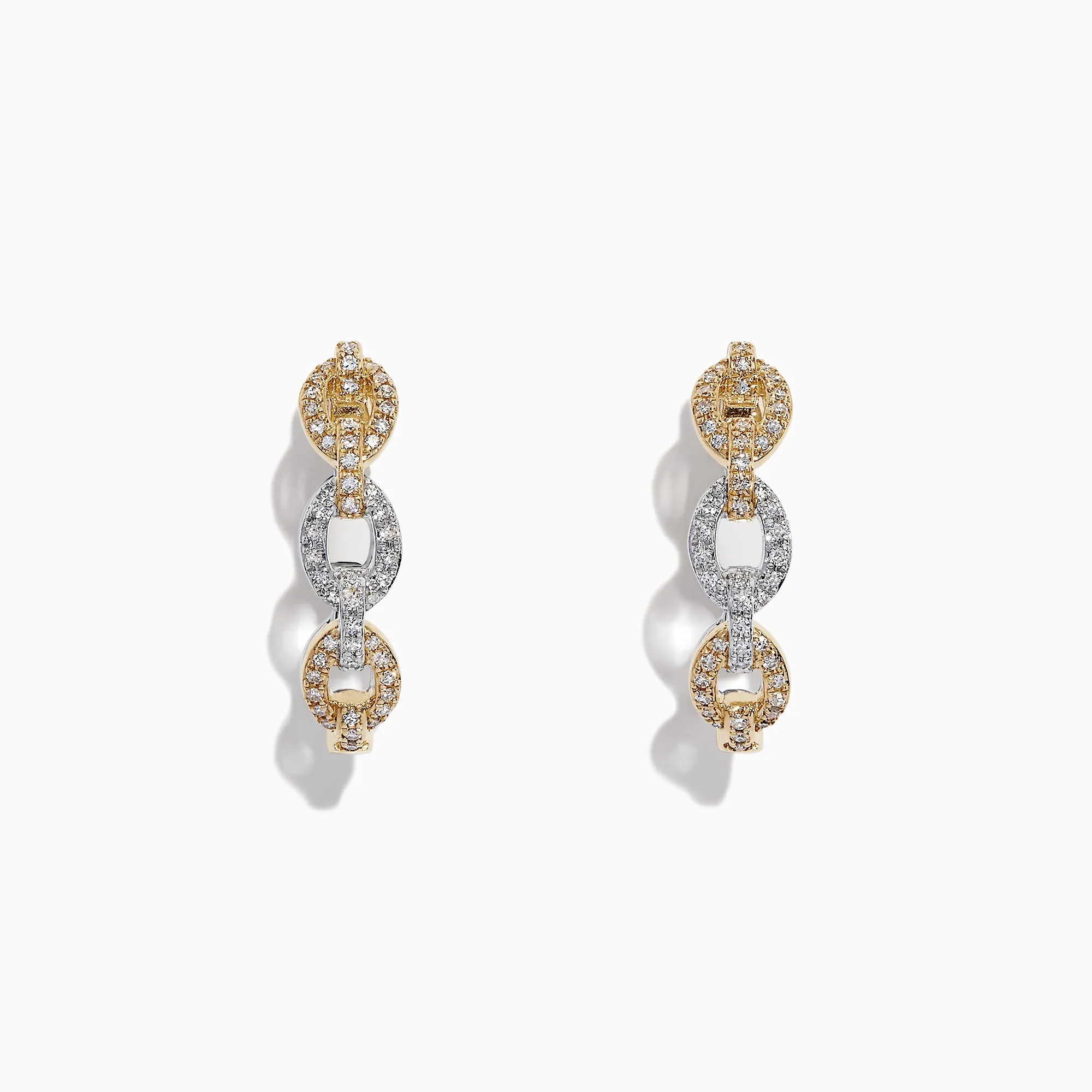 Duo 14K Two Tone Gold Diamond Chain Link Hoop Earrings, 0.40 TCW sold by Effy