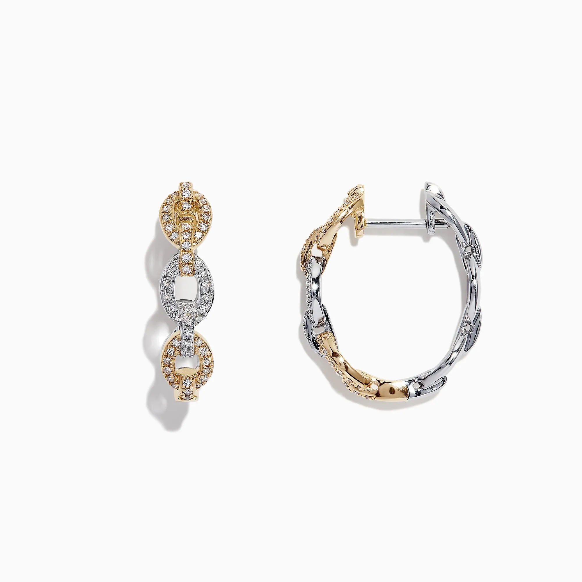 Duo 14K Two Tone Gold Diamond Chain Link Hoop Earrings, 0.40 TCW sold by Effy product image thumbnail 2