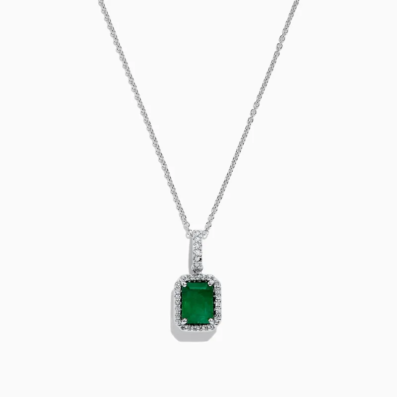 Brasilica 14K White Gold Emerald and Diamond Pendant, 1.55 TCW sold by Effy