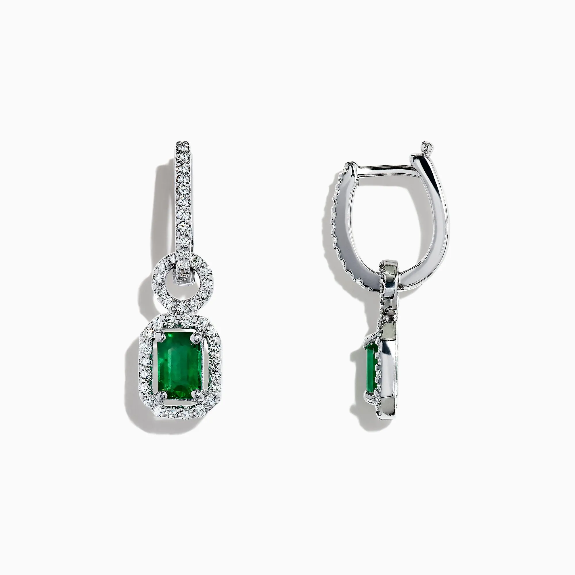 Brasilica 14K White Gold Emerald and Diamond Drop Earrings, 1.47 TCW sold by Effy product image thumbnail 2