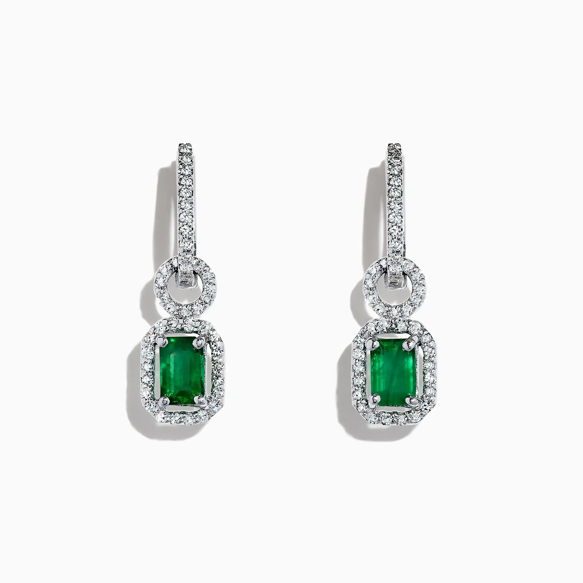 Brasilica 14K White Gold Emerald and Diamond Drop Earrings, 1.47 TCW sold by Effy
