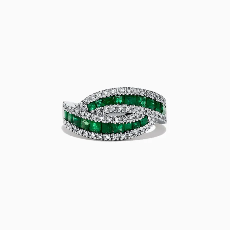 14K White Gold Princess Cut Emerald and Diamond Ring, 1.76 TCW sold by Effy