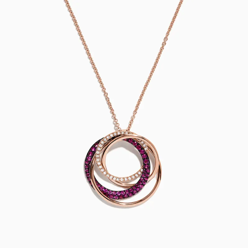 Ruby Royale 14K Rose Gold Ruby and Diamond Circles Pendant, 0.66 TCW sold by Effy