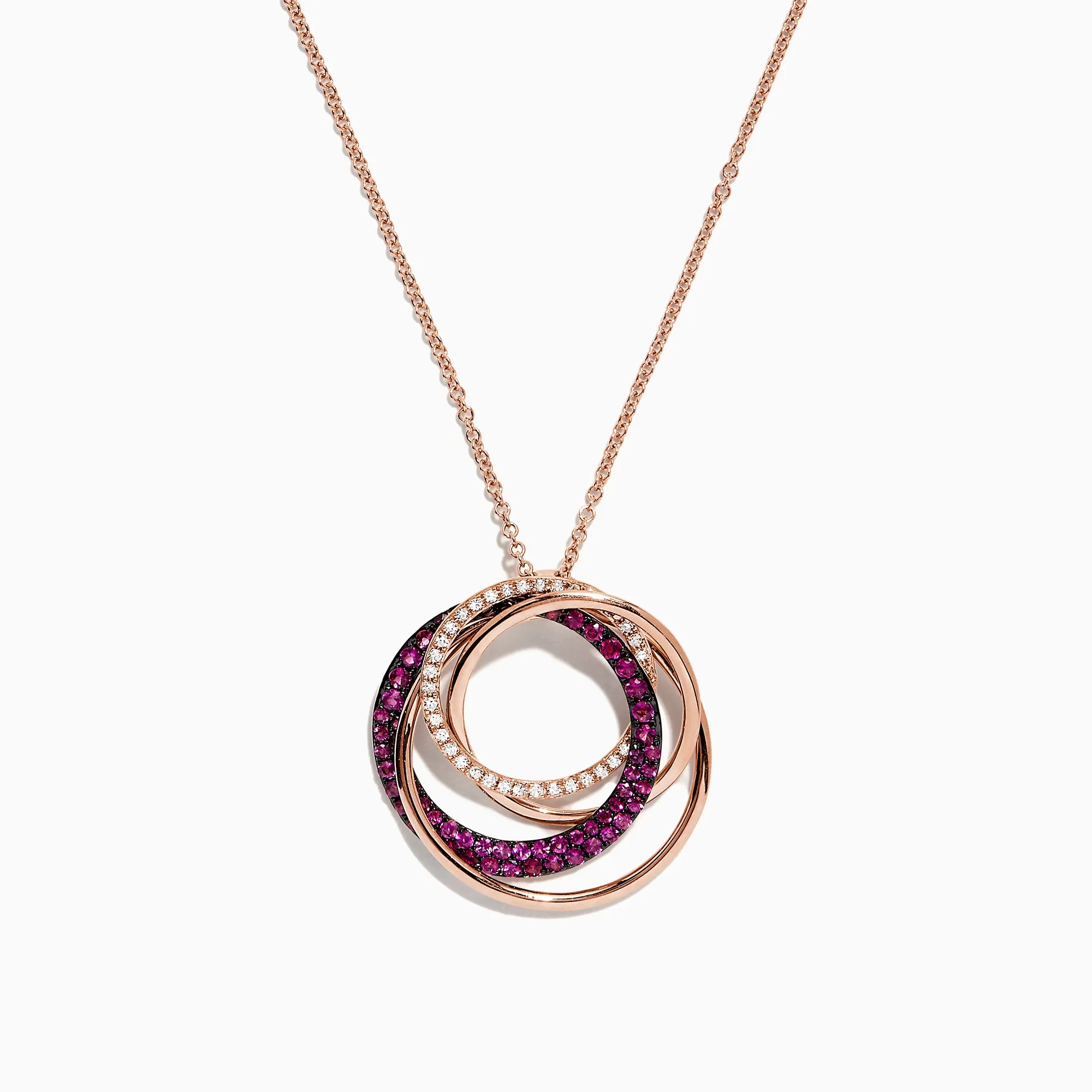 Ruby Royale 14K Rose Gold Ruby and Diamond Circles Pendant, 0.66 TCW sold by Effy