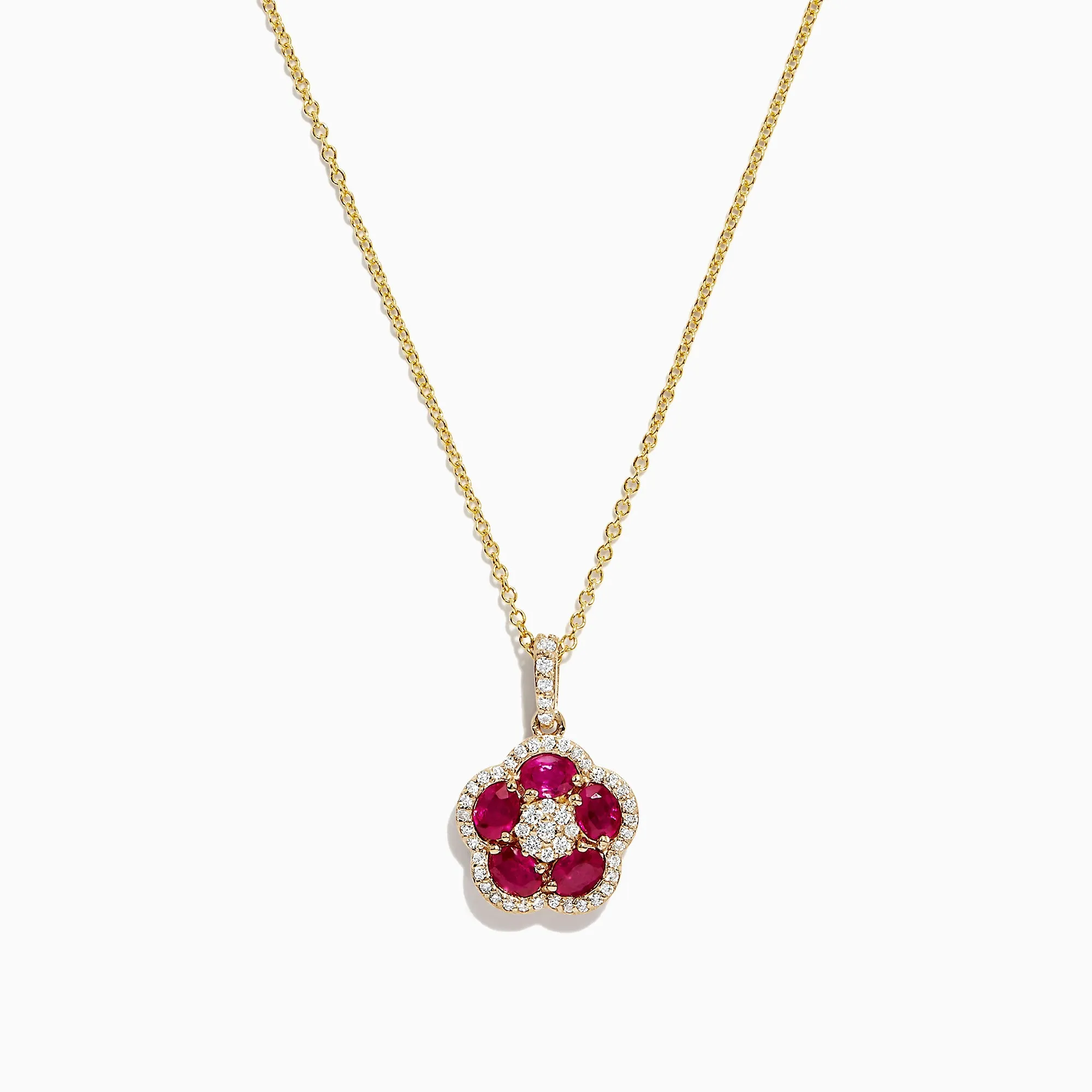 Ruby Royale 14K Yellow Gold Ruby and Diamond Flower Pendant, 1.43 TCW sold by Effy