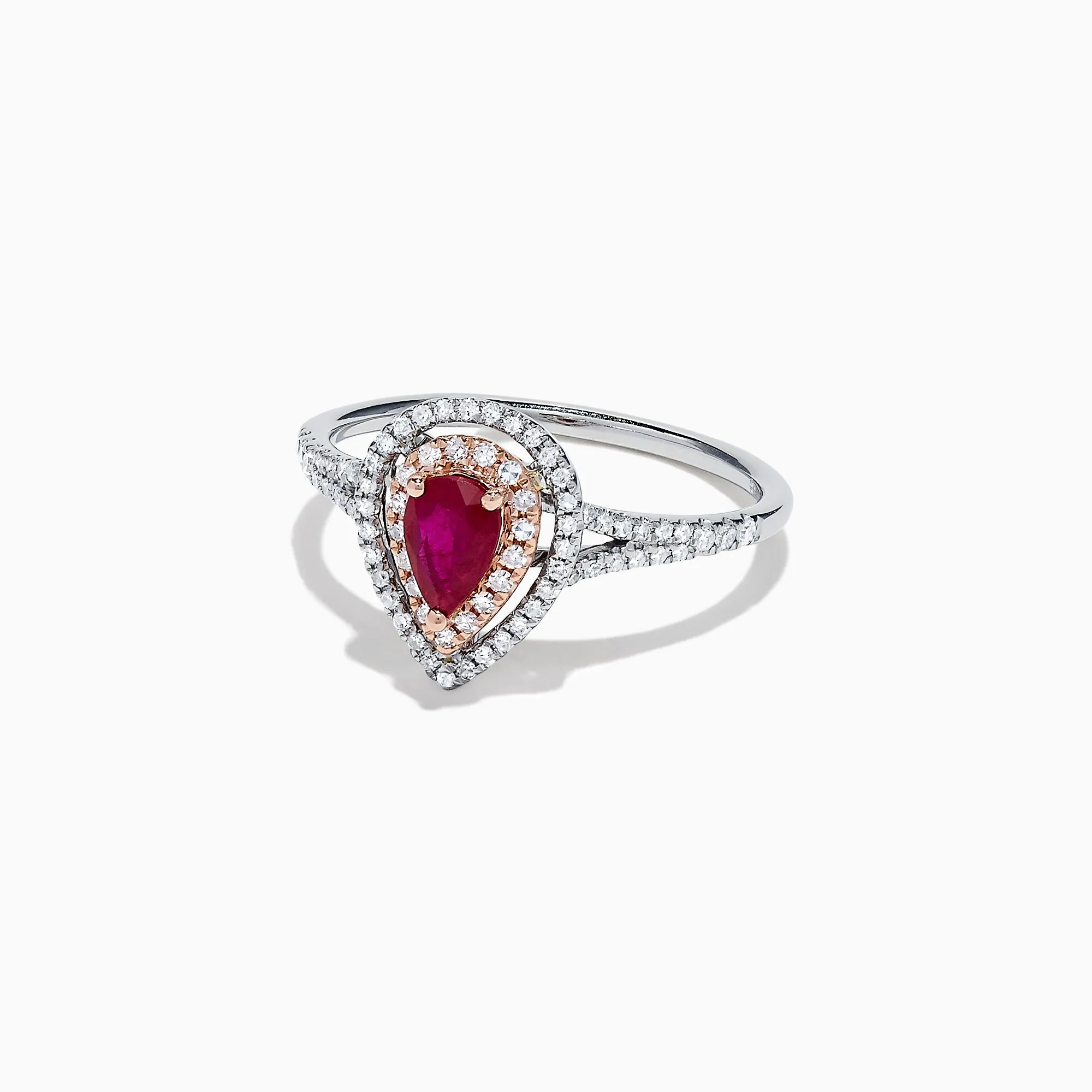 Ruby Royale 14K Two Tone Gold Pear Shaped Ruby and Diamond Ring, 0.77 TCW sold by Effy product image thumbnail 2