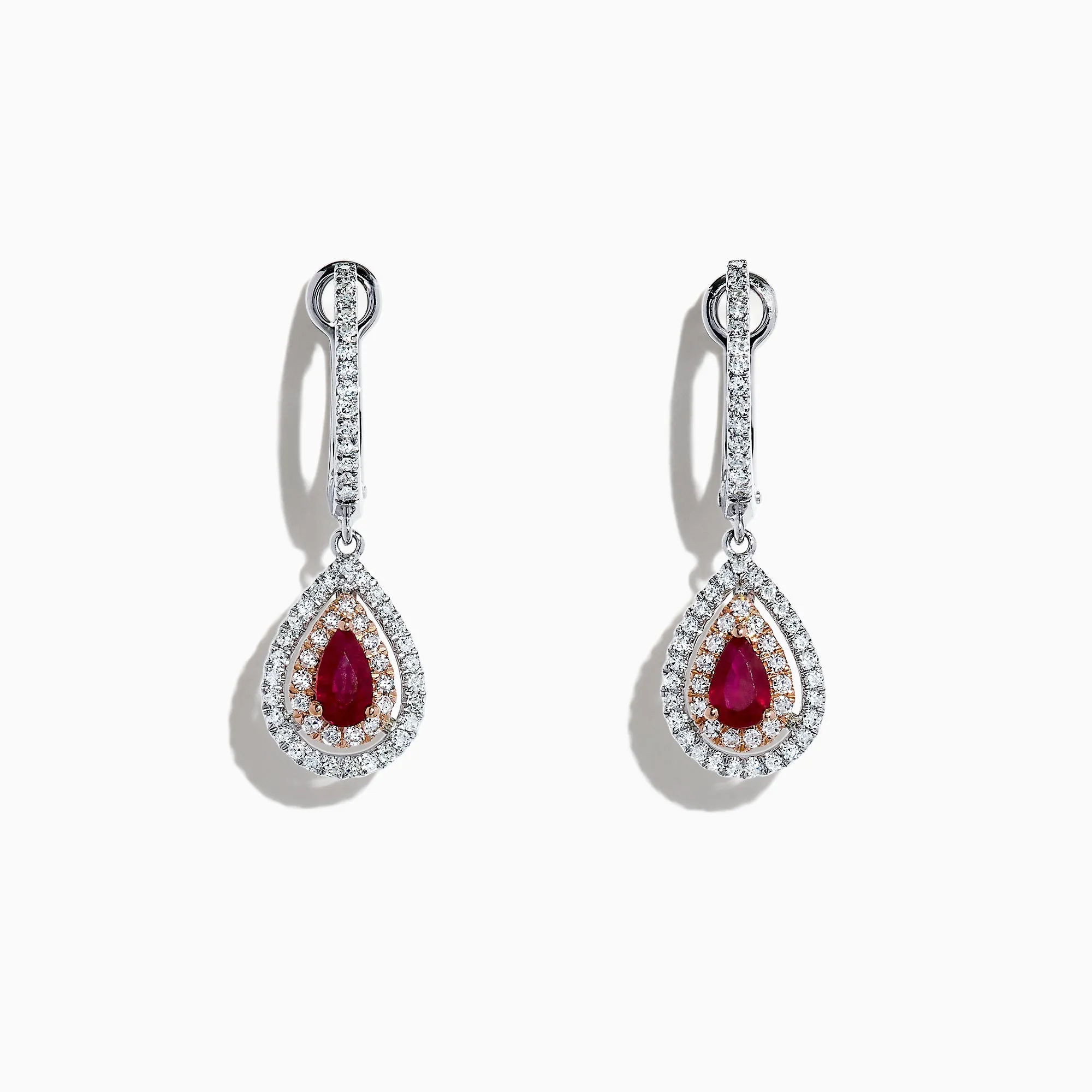 Ruby Royale 14K Two Tone Gold Pear Shaped Ruby Drop Earrings, 0.87 TCW sold by Effy