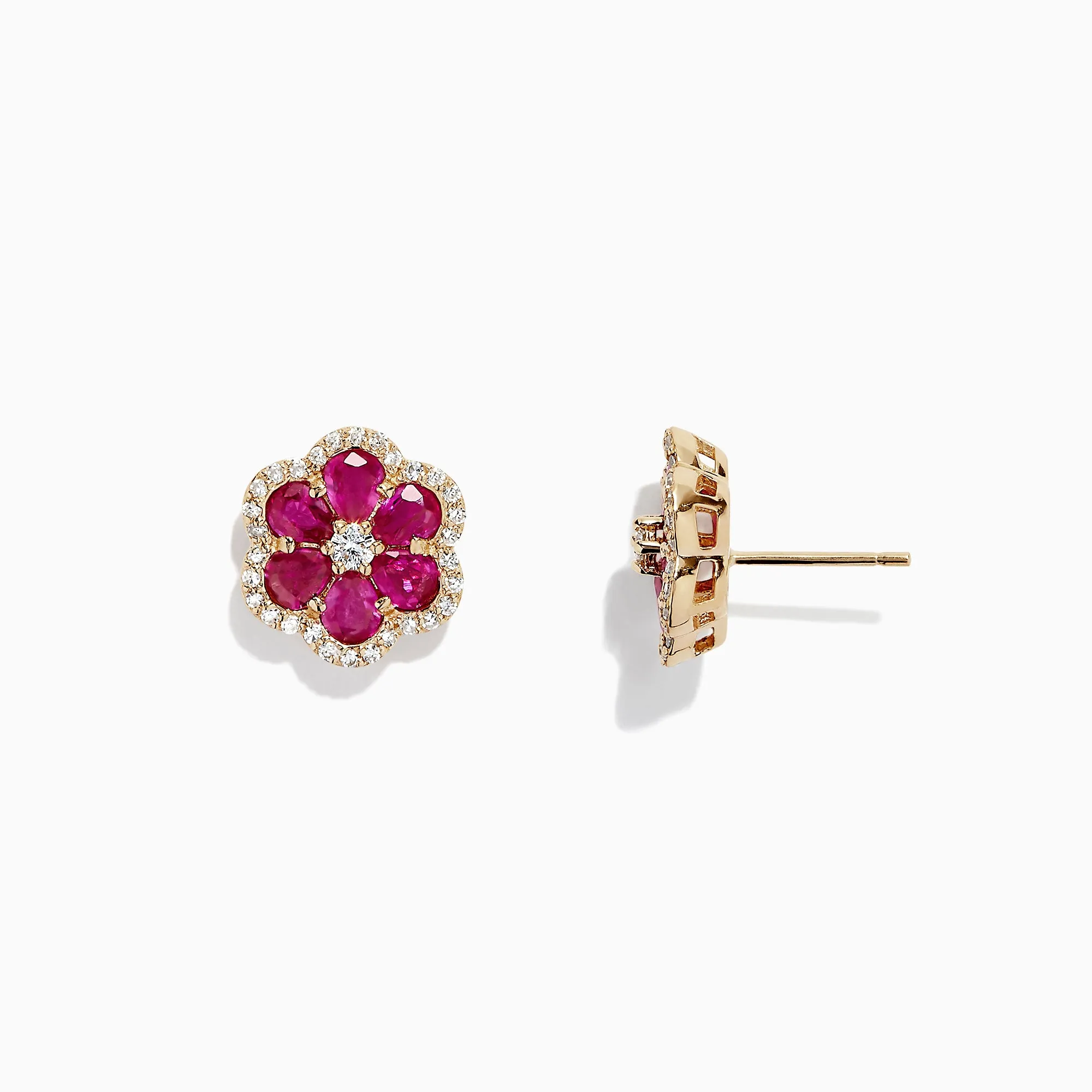 Ruby Royale 14K Yellow Gold Ruby Flower Stud Earrings, 3.18 TCW sold by Effy product image thumbnail 2