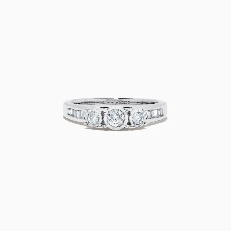 Bridal 14K White Gold Diamond Three Stone Ring, 0.39 TCW sold by Effy