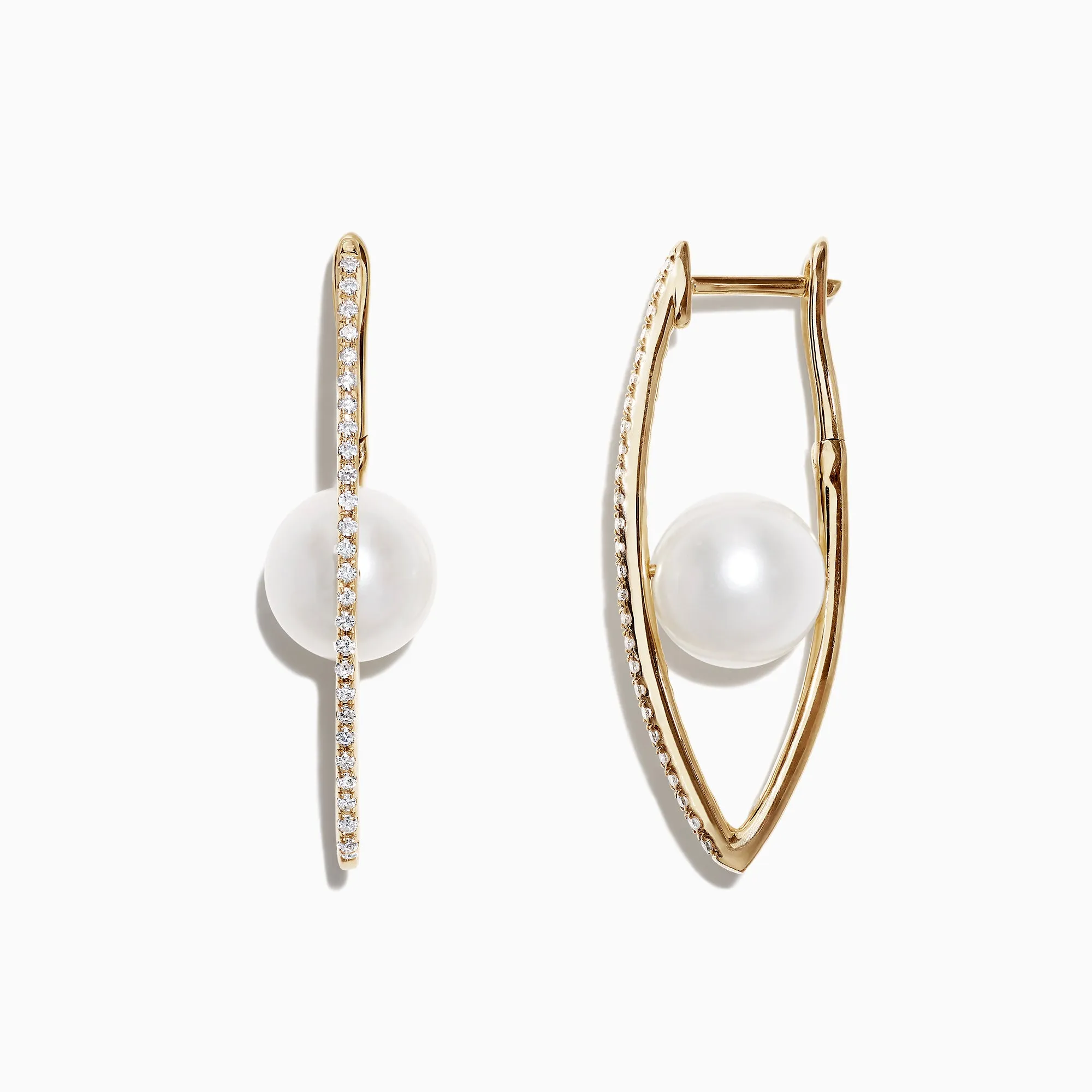 14K Gold Cultured Fresh Water Pearl & Diamond Hoop Earrings, 0.20 TCW sold by Effy product image thumbnail 2