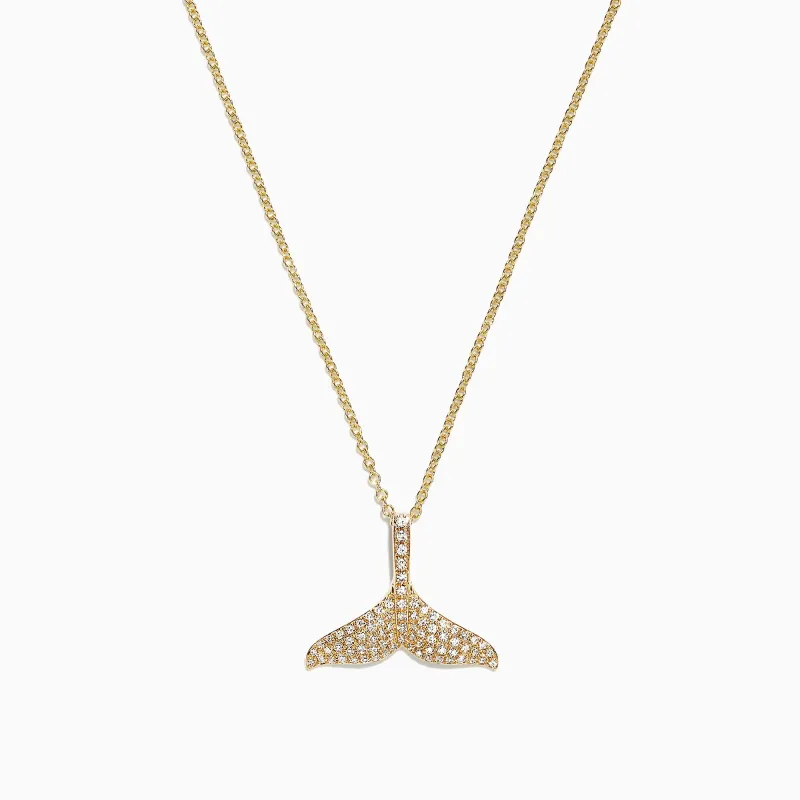 Seaside 14K Yellow Gold Diamond Whale's Tail Pendant, 0.28 TCW sold by Effy