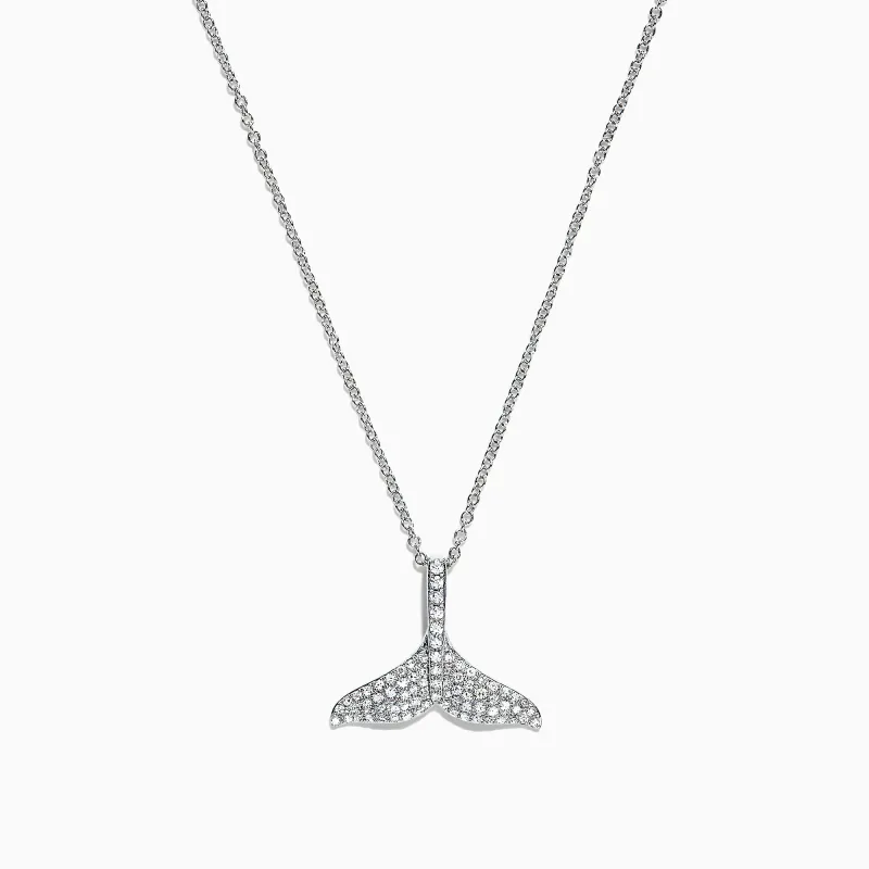 Seaside 14K White Gold Diamond Whale's Tail Pendant, 0.28 TCW sold by Effy