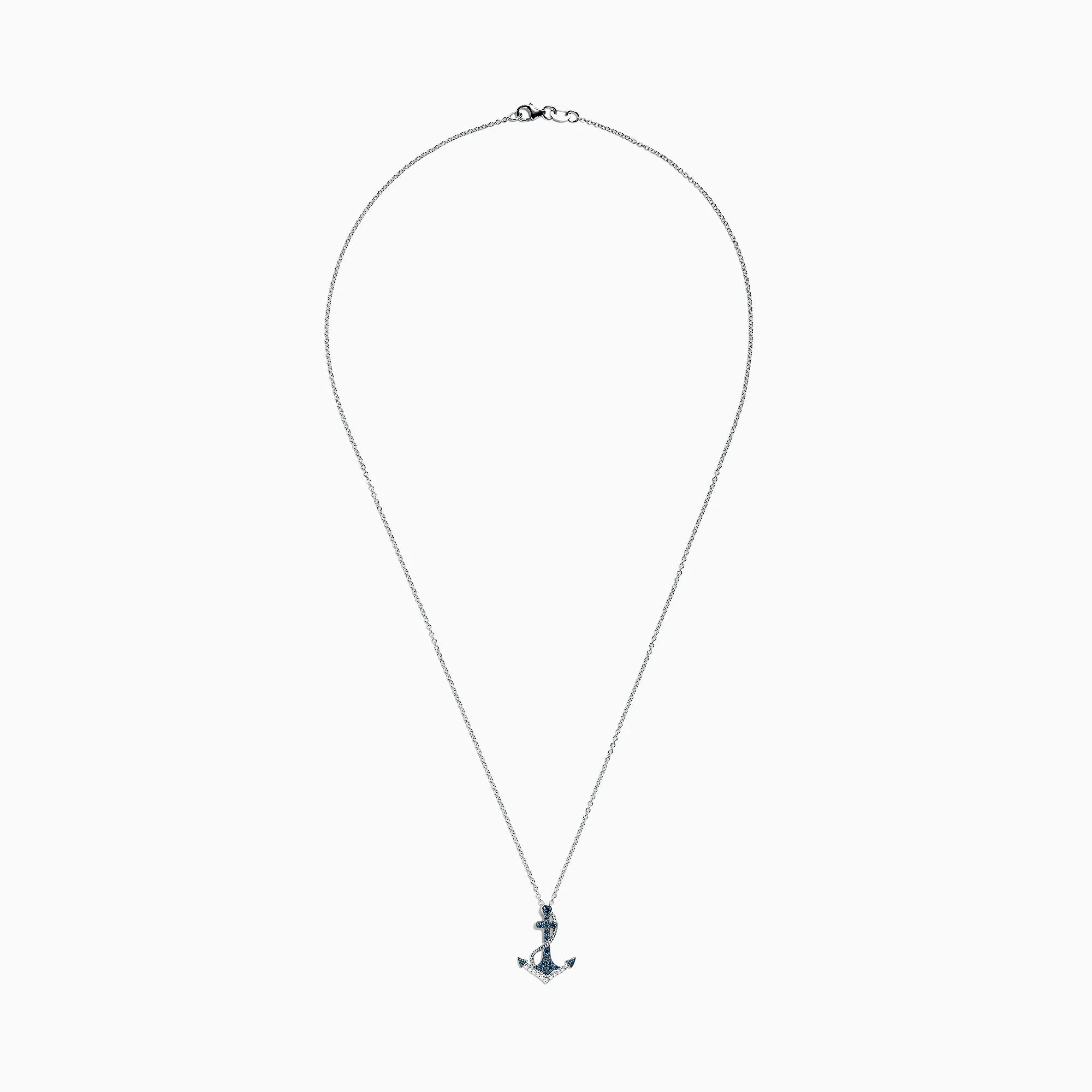 Seaside 14K White Gold Blue & White Diamond Anchor Pendant, 0.20 TCW sold by Effy product image thumbnail 2