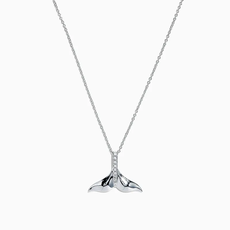 Seaside 14K White Gold Diamond Whale's Tail Pendant, 0.05 TCW sold by Effy