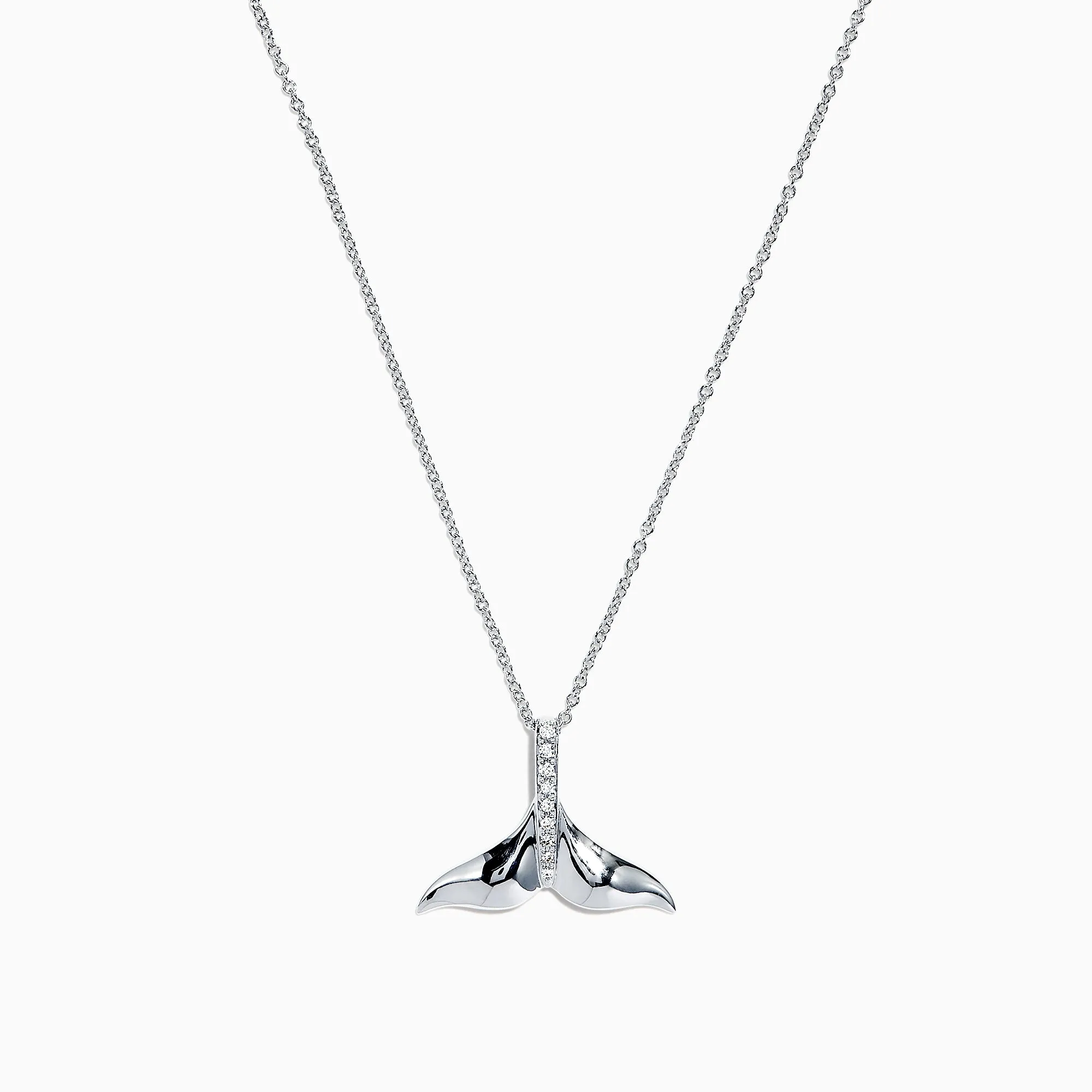 Seaside 14K White Gold Diamond Whale's Tail Pendant, 0.05 TCW sold by Effy
