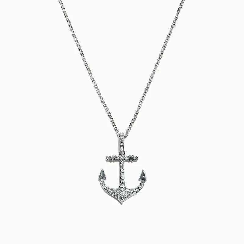 Seaside 14K White Gold Diamond Anchor Pendant, 0.21 sold by Effy