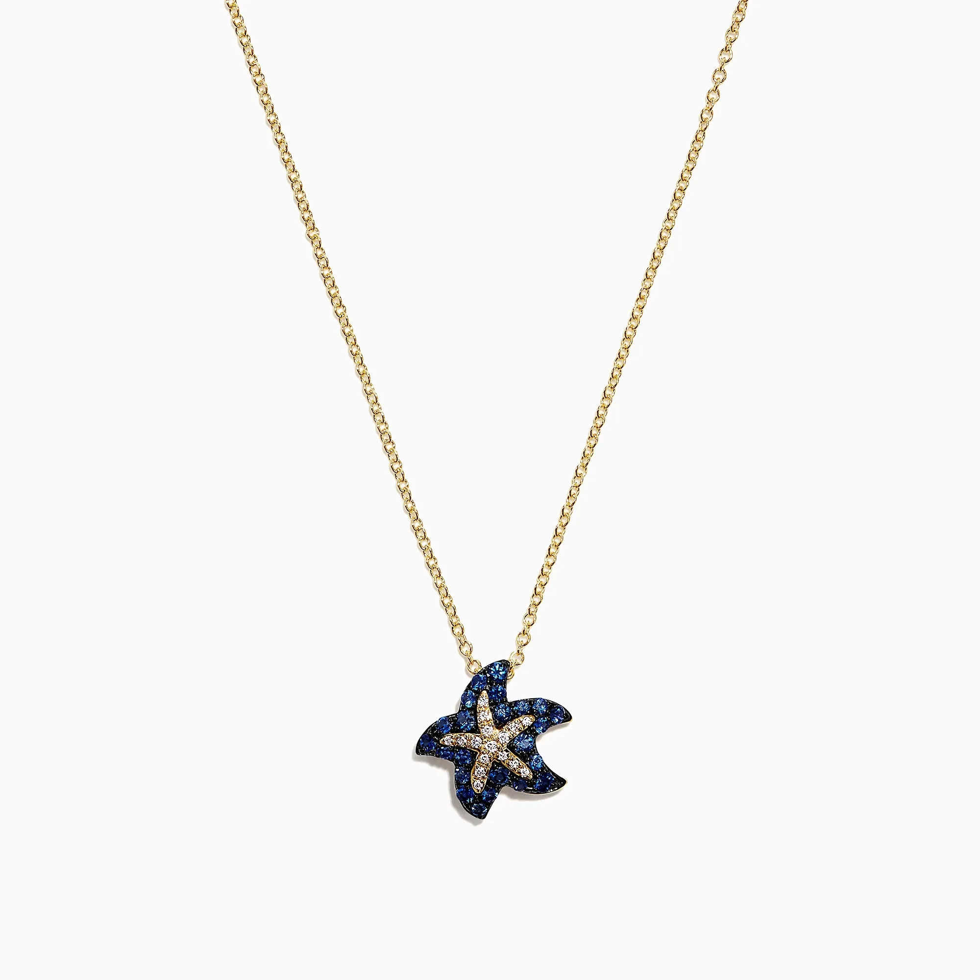 Seaside 14K Yellow Gold Sapphire & Diamond Starfish Pendant, 0.41 TCW sold by Effy