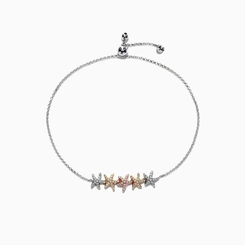 Seaside 14K Tri Color Gold Diamond Starfish Bracelet, 0.28 TCW sold by Effy