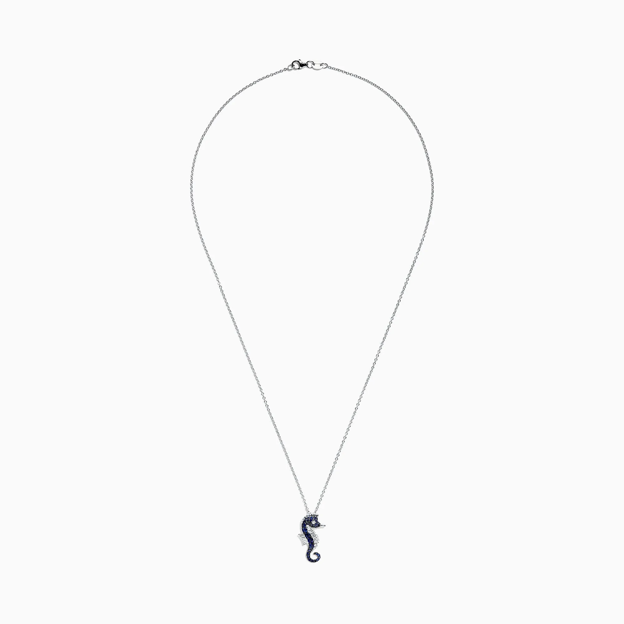 Seaside 14K White Gold Sapphire & Diamond Seahorse Pendant, 0.78 TCW sold by Effy product image thumbnail 2