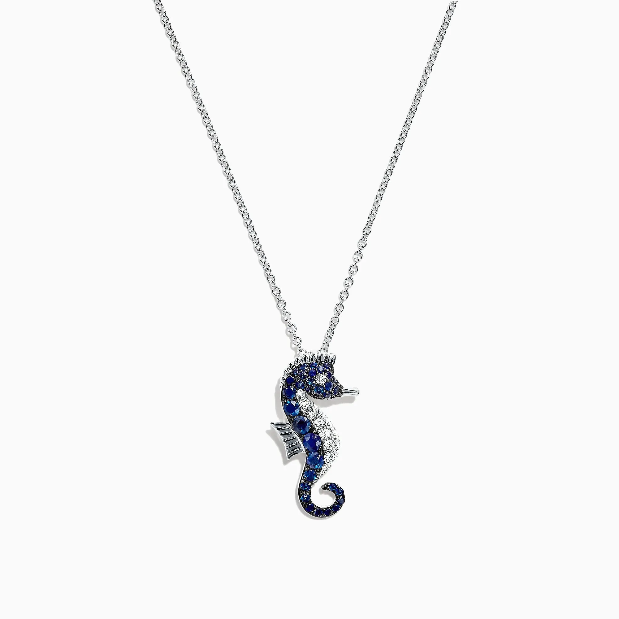 Seaside 14K White Gold Sapphire & Diamond Seahorse Pendant, 0.78 TCW sold by Effy