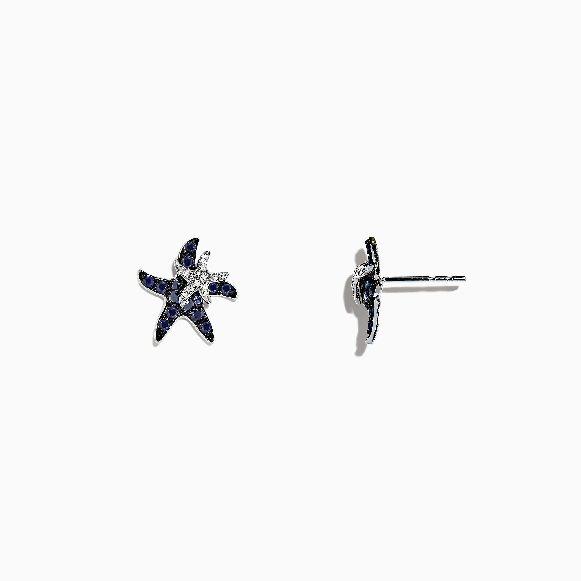 Seaside 14K White Gold Sapphire & Diamond Starfish Stud Earrings, 0.71 TCW sold by Effy product image thumbnail 2