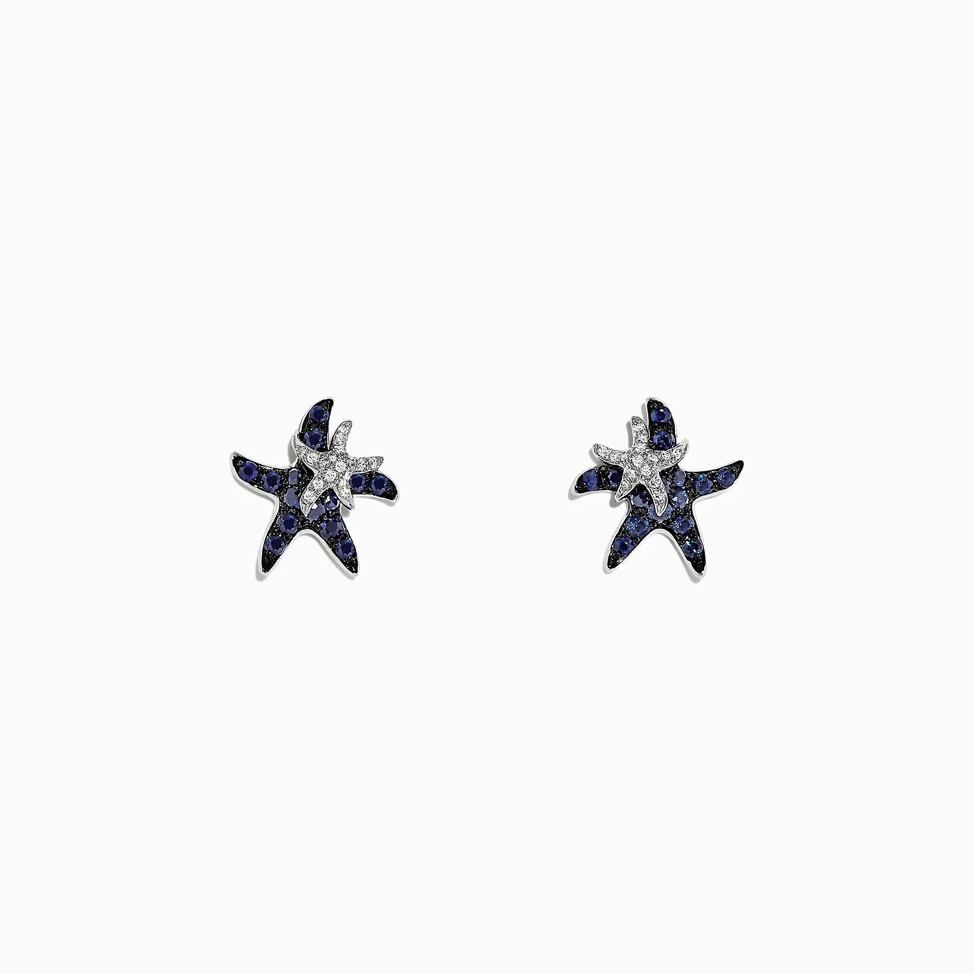 Seaside 14K White Gold Sapphire & Diamond Starfish Stud Earrings, 0.71 TCW sold by Effy