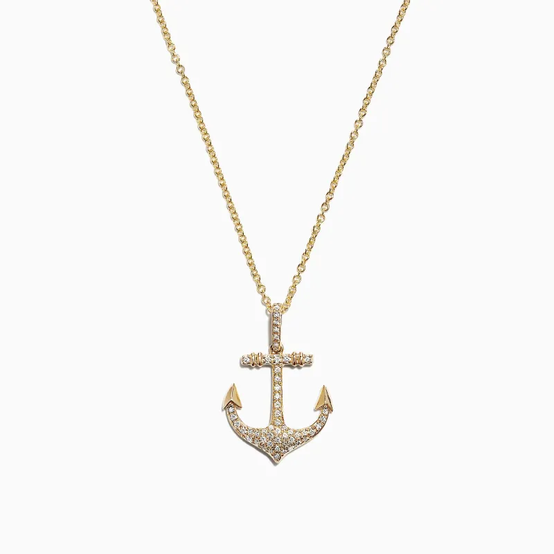 Seaside 14K Yellow Gold Diamond Anchor Pendant, 0.21 TCW sold by Effy