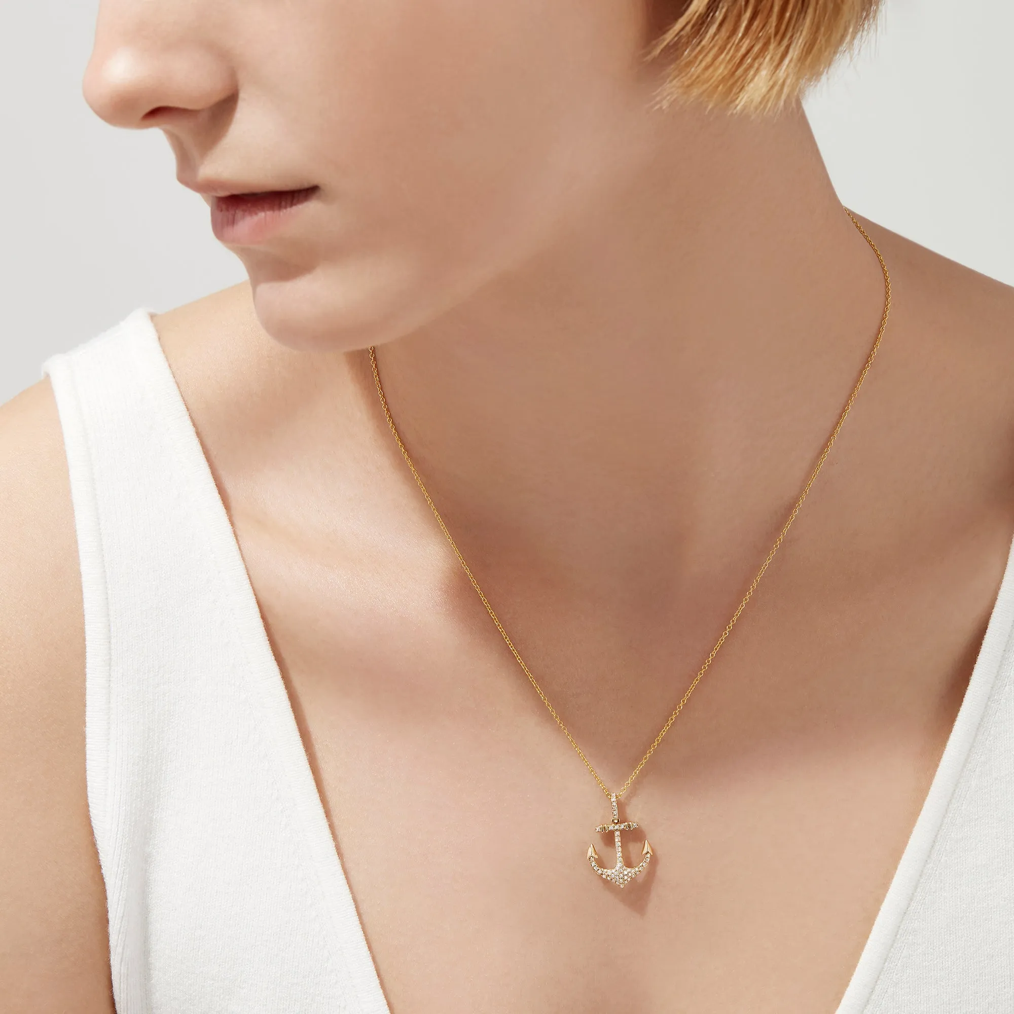 Seaside 14K Yellow Gold Diamond Anchor Pendant, 0.21 TCW sold by Effy product image thumbnail 2