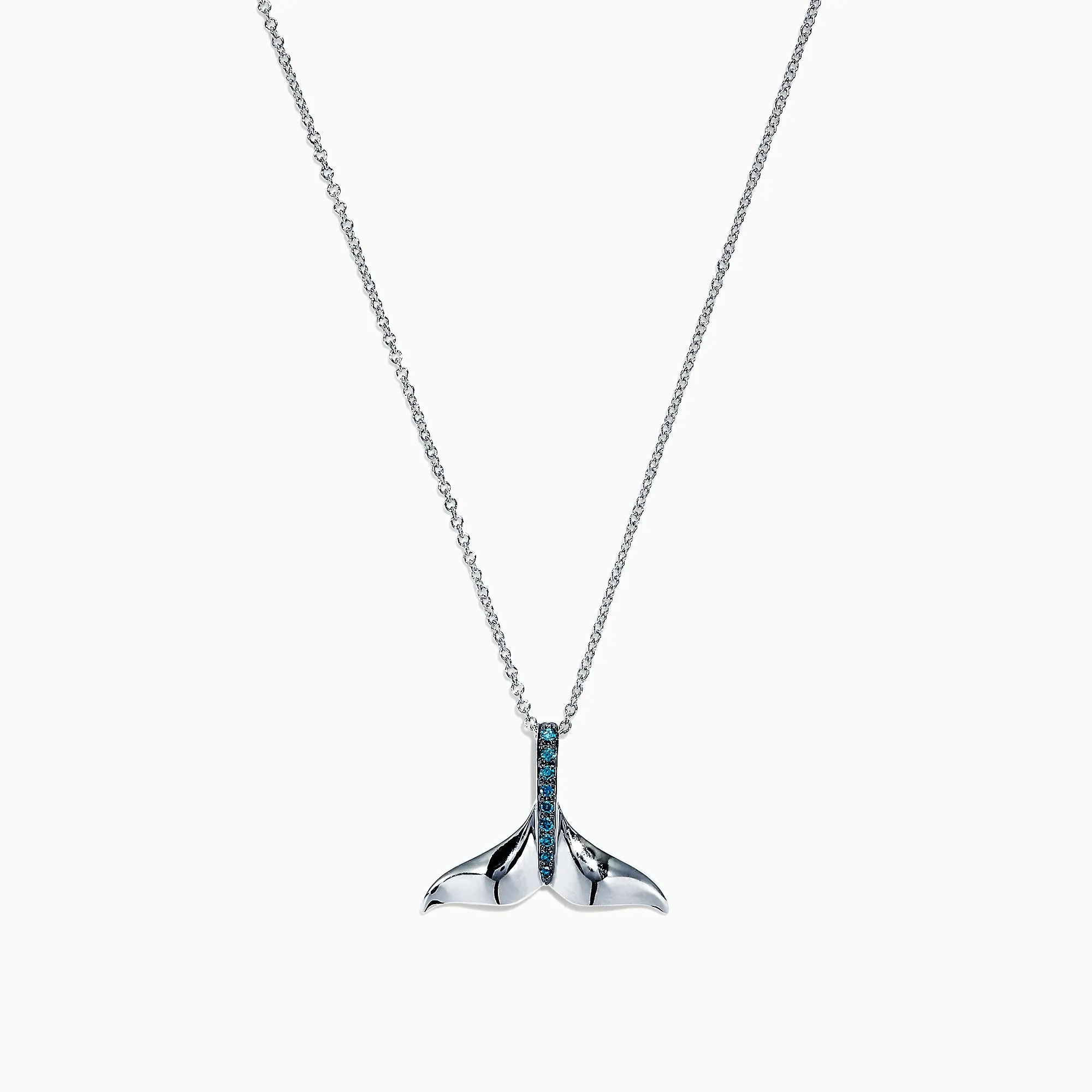 Seaside 14K White Gold Blue Diamond Whale's Tail Pendant, 0.05 TCW sold by Effy