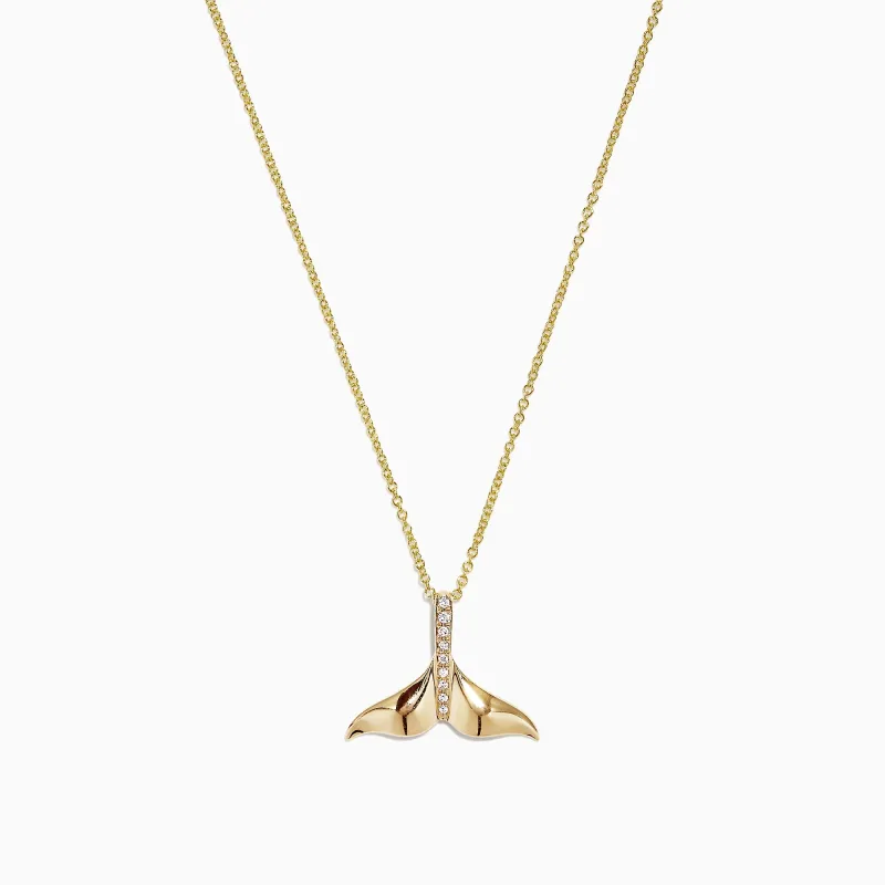 Seaside 14K Yellow Gold Diamond Whale's Tail Pendant, 0.05 TCW sold by Effy
